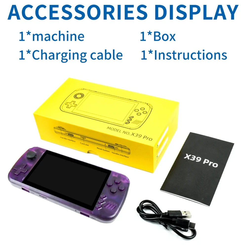 POWKIDDY X39 Pro Handheld Game Console with 4000+ Games 4.5-Inch Screen Portable Rechargeable Handheld Game Machine